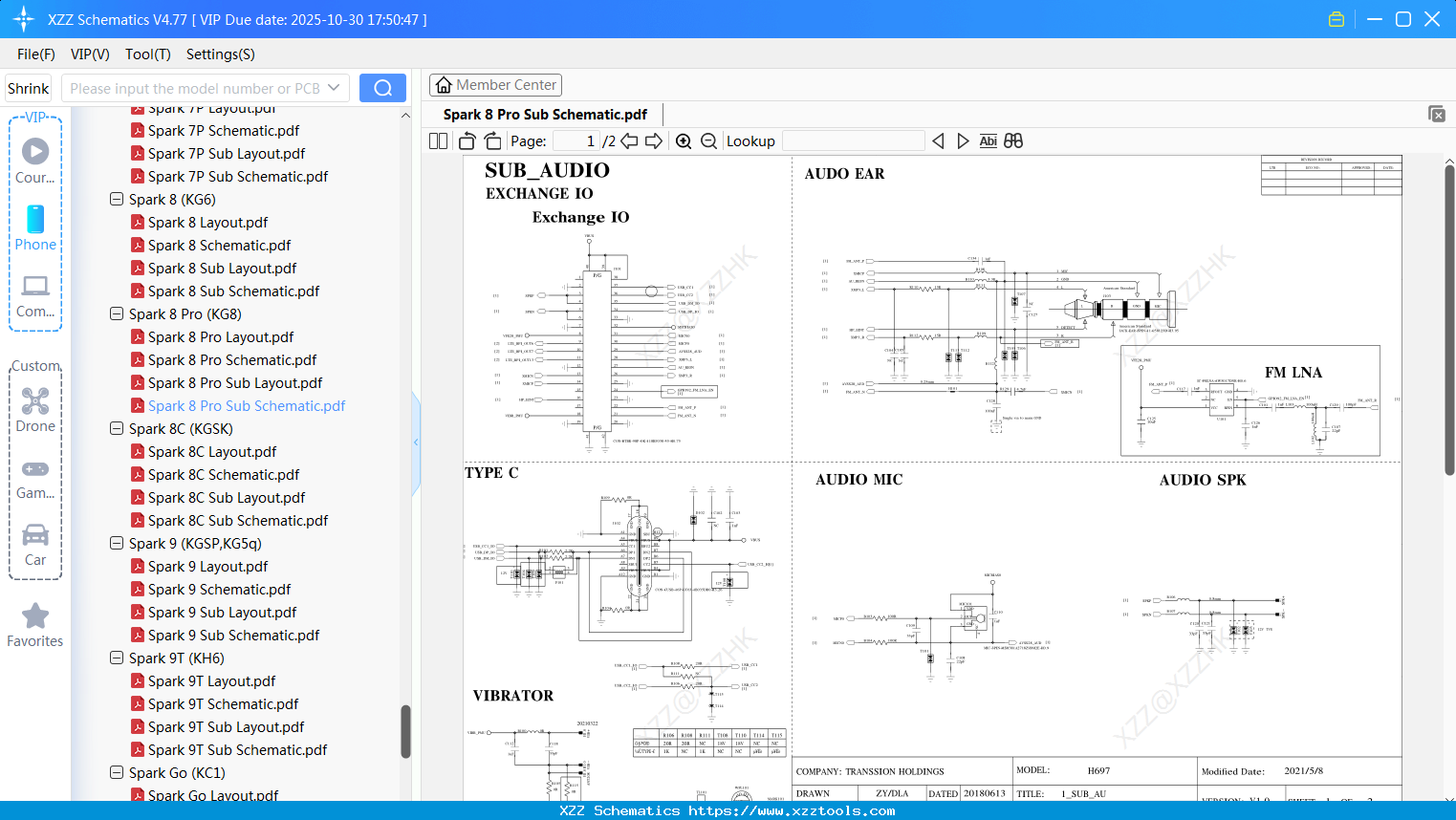 Tecno Spark 8 Pro Sub Schematic